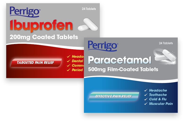Perrigo Ibuprofen 200mg coated tablets & Paracetamol 500mg film-coated tablets